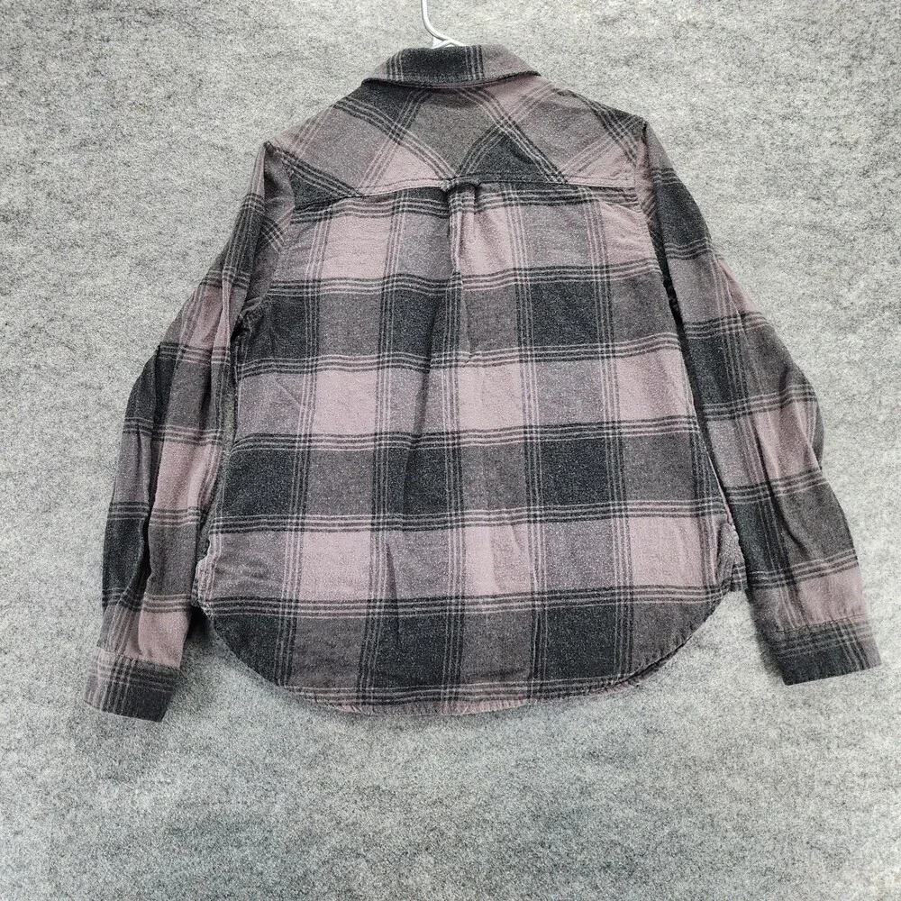 Maurices Shirt Womens Medium Button Up Long Sleeve Gray Plaid